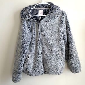 SO faux sherpa light grey warm hooded jacket M